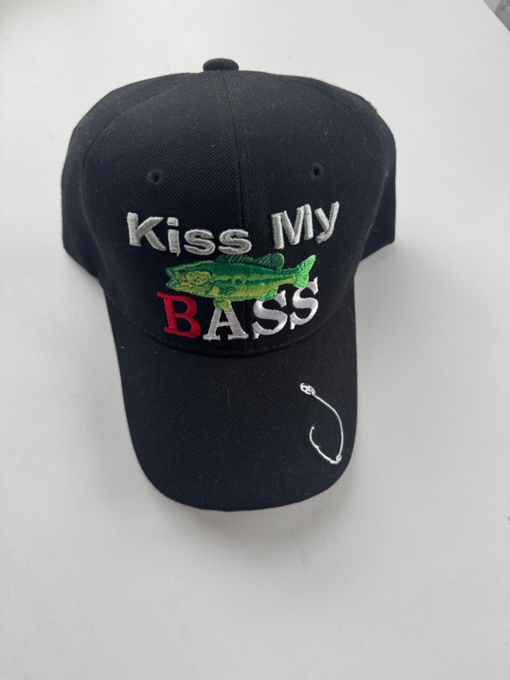 Kiss My Bass Embroidered Black Baseball Cap
NWOT